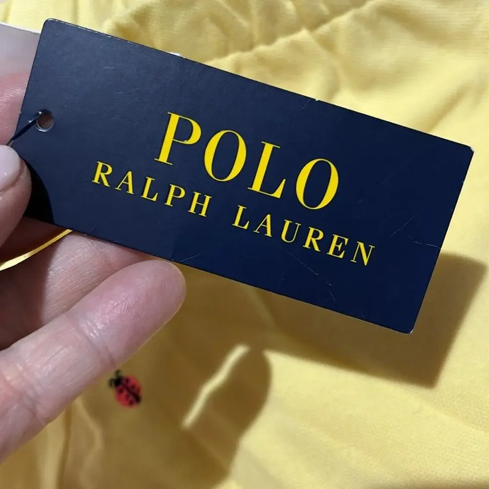 Ralph Lauren 6x Yellow Shorts with Ladybug Embroidery stretch elastic waste nwt
